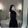 Moda Femenina Estilo Nuevo Dongdaemun Coreano: Elegante, Corte Ajustado, Corbata de Moño, Ceñidor de Cintura, Favorecedor de la Figura, Sin Mangas, Corto, Expuesto