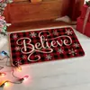 Tapetes de Chão de Natal Transfronteiriços Papai Noel Boneco de Neve Veludo de Cristal Tapete Estampado Cozinha Tapetes Antiderrapantes Tapetes Absorventes