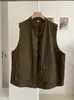 Chaleco Vintage de Trabajo KEKEZOON Moda Otoñal Bolsillo Grande Color Sólido Cuello Alto Chaleco Chaqueta 8852