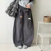 Pantalones de pierna ancha para niña con solapa trasera, Nuevo estilo Otoño 2026, Caída, Estilo Old Money, Corte holgado, Estilo BF perezoso, Falso dos piezas