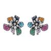 Pendientes elegantes con circonitas de lujo, de estilo nuevo y ligero, con aguja de plata s925, para mujer, de color retro de alta calidad, con forma de flor tridimensional.