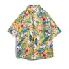 Marca de Moda Retro de Hong Kong Camisas Florales para Hombres y Mujeres, Camisas Florales de Manga Tres Cuartos para Parejas, Delgadas de Verano de Secado Rápido para Vacaciones en la Playa