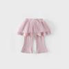 Leggings de Tela para Meninas, Esquerdo e Direito, Outono Bebê Cor Sólida Estilo Coreano Calça Flare, Calça Saia Elegante de Outono para Crianças