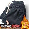 Pantalones deportivos de pana con forro polar de invierno para hombre, nuevos pantalones de chándal de moda negros que combinan con todo, de color sólido, con forro polar y cálidos.