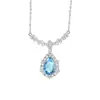 Collar de Plata de Ley S925 Topacio Natural Amatista Estilo Europeo y Americano Cadena para Clavícula Forma de Gota Accesorios para Vestido de Noche de Mujer