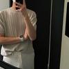 Myq Estilo Old Money Twist Camiseta de Punto de Manga Corta Verano para Hombre Coreana Suelta Cuello Redondo Tejida Manga Corta