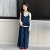 Conjunto Informal de Denim Tendencia Estilo Coreano para Niñas Primavera y Otoño 2026 Modelo Nuevo Pantalones Rectos Sueltos Conjunto de Tres Piezas para Primavera