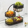 Mesa de Centro para Sala de Estar Plato de Frutas Exhibidor de Bocadillos Estante de Almacenamiento Mesa de Comedor para el Hogar Estante de Almacenamiento para Dulces y Frutas Secas Cesta de Frutas Multicapa