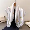Elegante Bufanda de Imitación Seda con Estampado Floral, Chal de Gama Alta, Bufanda Versátil para Cuello, Pañuelo para la Cabeza, Bufanda para Mujer