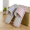 Primavera y Verano hombres y mujeres parejas Coreano Rayado zapatillas de lino para interior algodón y lino para el hogar zapatillas de piso suela gruesa antideslizante resistente al desgaste