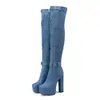 Botas da Moda 2023 Botas de Couro Britânico Zíper Lateral de Palco Botas Jeans Mesa d'Água Bico Redondo Novas Femininas Pretas