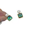 Pendientes de concha de abulón Symphony con pasador de plata S925, diseño vintage de alta gama, perla de agua dulce natural real, perla blanca