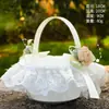 Suprimentos para Casamento Novo Cesta de Flores para Noiva Branco Estilo Ocidental Cesta para Flores de Daminha de Honra Madrinha Cesta de Flores de Mão para Casamento