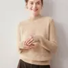Suéter de cachemira pura para mujer, peso pesado, grueso, nueva colección otoño/invierno, con cuello semi-alto, corte holgado y diseño de punto, perfecto como capa interior o suéter individual