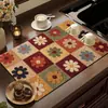Tapete absorvente retrô com estampa de leopardo e zebra em patchwork, Tapete estilo americano da sorte para bancada de cozinha e bar de café