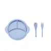 Plato de entrenamiento para comer para bebé, juego de vajilla para alimentación infantil de paja de trigo, cuchara, tenedor para niños, tazón para suplementos alimenticios