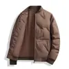 Chaqueta de Plumas para Hombre 2024 Invierno Nueva Negocios para Personas de Mediana Edad Color Sólido Cálida Chaqueta Casual para Papá Moda Masculina