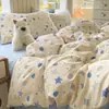 Lindo conjunto de cama de 3 peças para camas de beliche de dormitório, capa de edredom, fronha, quarto de solteiro/casal, lavável à máquina, algodão lavável em água conjunto de 4 peças
