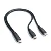 Cabo Adaptador One-To-Two de Alimentação 3A para Celular e Tablet, Macho Tipo C para Macho Tipo C, Cabo de Carregamento de 15 Watts