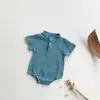 Roupa infantil estilo coreano verão fino tecido Zou gola alta macacão de peça única bebê algodão amigo da pele triângulo saco de fralda macacão de bebê