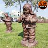Parque Jardim paisagem externa figura de fibra de vidro escultura imitação de cobre crianças brincando ornamentos decorativos