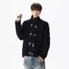 Suéter de Punto Trenzado de Cuello Alto Estilo Old Money para Hombre, Moderno Otoño Invierno, Peso Pesado, Cremallera y Botones, Diseño de Nicho, Cárdigan, Ropa de Abrigo