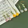 Pendientes de Calcedonia con Incrustaciones de Cobre Pendientes Verde Imperial Verde Completo Accesorios para Pendientes Gota de Agua Luz de Luna Blanca Gota de Agua Multicolor Jade de Palacio