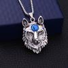 Aliexpress Pingente Cabeça de Lobo Retrô Olho Azul Olho do Diabo Colar Masculino de Aço Titânio Personalidade Punk Acessório Hip-Hop