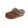 Pantuflas de Medio Pie para Persona Perezosa Cabello Rizado Otoño Versátil Pantuflas de Punta Cerrada Moda Femenina Ropa de Exterior 2026 Birkenstock Slip-Ons Nuevo Estilo