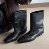 Versión de piel de oveja ~ Botas Martin adelgazantes estilo coreano, botas de tacón grueso de punta cuadrada para mujer, botines versátiles, botines Chelsea