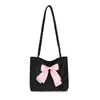 Bolso tote nuevo de nicho con lazo 2026, moderno, dulce, bolso de hombro casual, con bloques de color, bolso de mano versátil
