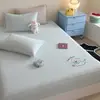 Lençol de Cama de Malha Refrescante Classe A Desenho Animado Bordado Refrescante 180cmx200cm Capa de Cama Anti-Sujeira Capa Doméstica à Prova de Poeira
