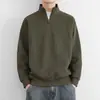 Moletom com Zíper Meio e Gola Alta Simples Versátil Masculino Primavera Outono Novo Pesado Cor Sólida Solto Casual Camada Interna Top Tendência