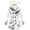 Cross-border estilo europeu e americano 2023 quente novo trench coat feminino inverno pelúcia 3D cor combinando casaco com capuz atacado