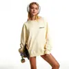 Moletom de Algodão Pesado para Casais, Corte Amplo, Gola Redonda, Pulôver sem Capuz, Versátil, Quente, Blusa Estampada para Outono e Inverno