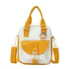 Bolsa mensageiro de lona estilo coreano bolsa feminina nova de ombro único transversal estudante combinação de cores frescas portátil casual bolsa fofa