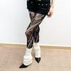 Medias Blancas Finas de Seda para Primavera y Verano con Encaje Hueco Estampado Malla Maillard Malla de Pesca Pantimedias Estilo Spice Girls Vintage
