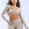 Conjunto Sexy Transfronteiriço Curto Longo de Manga Terno Colete Pequeno Esportivo Nude Conjunto de Duas Peças Fitness Especial Corrida Pilates