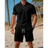 2026 Novo Conjunto Masculino de Verão Casual Esportivo Versátil Slim-Fit Manga Curta Moda Camisa POLO e Shorts Transfronteiriço