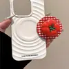 Adequado para Suporte de Sucção Magnética Magsafe, Estampa Xadrez Vermelha Fofa Estilo Tomate Quente Estéreo, Super Forte Adsorção, Retrátil para Mulheres