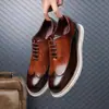 Zapatos de cuero para hombre más vendidos de Amazon, estilo británico, modernos y versátiles, sencillos mocasines de cuero 25706