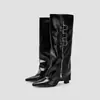 Botas de Moda de Punta Fina con Tacón Grueso Estilo Nuevo 2026 para Mujer, Botas Blancas de Tacón Alto hasta la Rodilla, Botas Largas de Suela Gruesa, Botas Delgadas que Aumentan la Altura