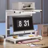 Mesa de computador com luz, monitor, mesa de computador, prateleira de mesa, armazenamento de mesa, suporte para impressora