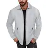 Nueva Chaqueta Abrigo Casual de Invierno para Hombre Amazon Transfronterizo Color Sólido Bolsillo con Cremallera Manga Larga Fabricante Venta al por Mayor