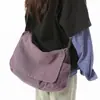 Bolsa de Lona Estilo Japonês Feminina Grande Capacidade Estilo Preguiçoso Leve Bolsa Tiracolo Versátil Literária Estudante Bolsa de Aula Transversal Masculina