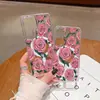 Funda de Teléfono Rosa Ins de Rose de Venta Caliente Japonesa y Coreana para Samsung S24 Estilo Dulce S25 Ultra Cubierta Protectora Magnética Transparente