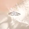 Anillo de Pin con Corazón de Circonita Microincrustada Amanecer de Primavera para Mujer, Anillo de Clip Ajustable de Moda de Lujo Ligero, Anillo para el Dedo Índice