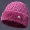 Chapéu de inverno para mulheres idosas, chapéu de lã tricotado com forro de fleece, espessado para aquecimento, proteção contra o frio e proteção para as orelhas, adequado para mães