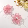 Atmosfera Original de Fada Pena Pérola Seda Brilhante Gaze Leve Flor DIY Grampo de Cabelo Feito à Mão Corda de Cabelo Corsage Acessórios de Roupa