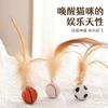 Pelotas de goma con plumas de pollo y plumas de celebridades de Internet transfronterizas, juguetes para gatos que se lanzan con plumas, juguetes para mascotas.